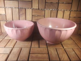 Vintage Boontonware Raspberry Pink Spatter Melmac Melamine Bowls - 511c / 511a