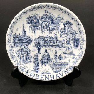 Vintage Copenhagen Denmark Souvenir Plate Blue And White China