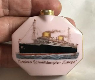 Old Mini Porcelain Perfume Bottle Turbinen Schnelldampfer Ss Europa Ocean Liner