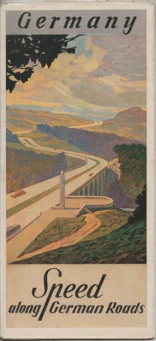 C1930s Brochure Speed Along German Roads With A Road Map Of Germany