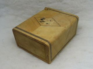 Vintage Scotty Dog Inlaid Wood Cigarette Box Shooting Drawer
