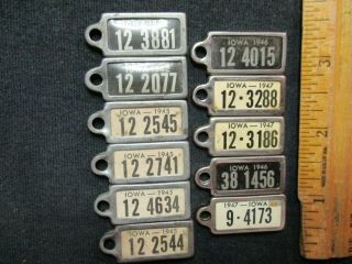 11 Vintage Mini - License Plates/disabled American Vets/iowa Plates - 1940 