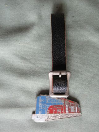 Railroad Watch Fob From Conrail Rr With Its Leather Strap In Cond.