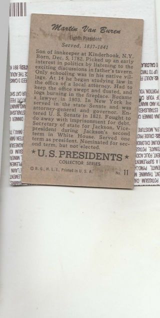 1952 Bowman US Presidents 11 Martin Van Buren 2