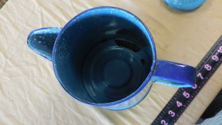 Antique Enamelware Coffee Pot Granite Ware Enamel Pitcher 5
