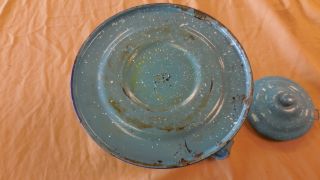 Antique Enamelware Coffee Pot Granite Ware Enamel Pitcher 7
