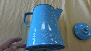Antique Enamelware Coffee Pot Granite Ware Enamel Pitcher 8