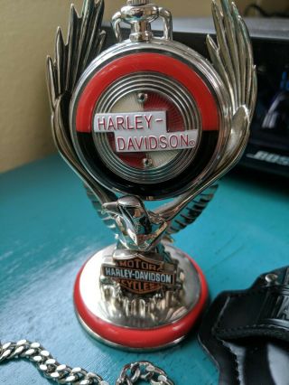 Franklin Harley Davidson Sportster Motorcycle Pocket Watch w/ Stand 2