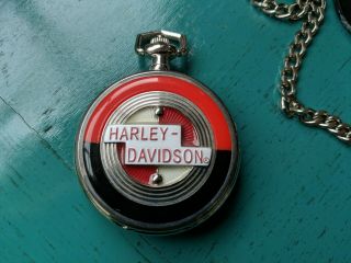Franklin Harley Davidson Sportster Motorcycle Pocket Watch w/ Stand 3