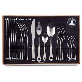 Disney Parks Mickey Mouse Icon 24 - Piece Flatware Silverware Set Stainless Steel