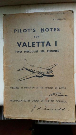 Air Ministry 1948 Aeroplane Booklet Pilots Notes Valetta 1 Hercules 230 Engines