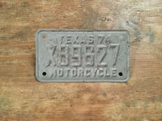 Vintage 1974 Texas Motorcycle License Plate