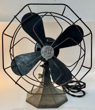 Vintage Arctic Aire 9” Oscillating Art Deco Fan 1930s