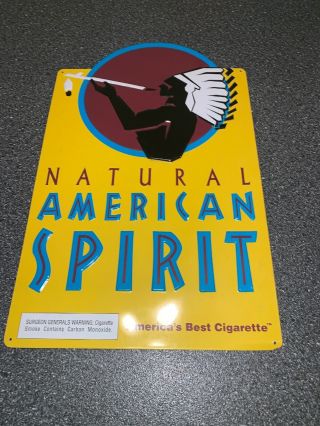 Natural American Spirit Cigarette Metal Advertising Sign Yellow Bar Mancave Tin