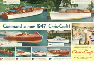 1947 Vintage Boat Ad 1947 Chris Craft Models Runabouts Cabin Cruisers 030119