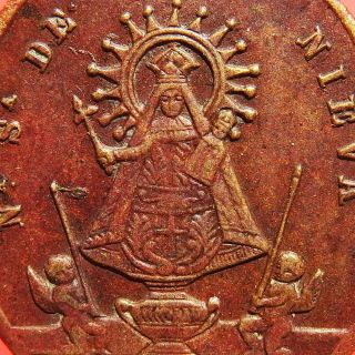 PRETTY BLESSED VIRGIN MARY MEDAL OLD 19TH CENTURY OUR LADY OF NIEVA CHARM 6