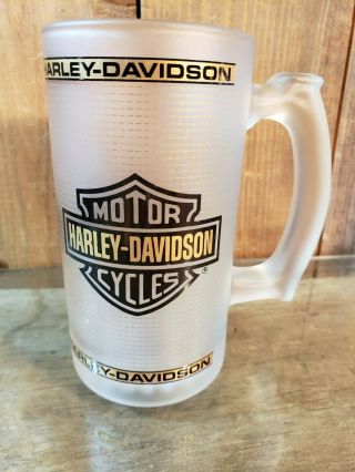 Vintage 1986 Harley - Davidson Motor Co.  1956 Duo Glide Frosted Beer Mug Cup Stein