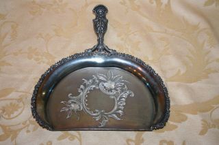 Antique Fancy Ornate Etched Crumber & Tray Set - E.  G.  Webster No.  10 w/ Hallmark 2