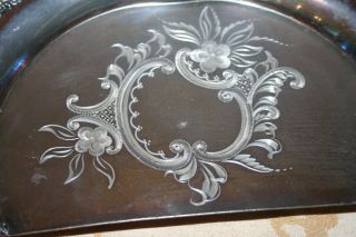Antique Fancy Ornate Etched Crumber & Tray Set - E.  G.  Webster No.  10 w/ Hallmark 3