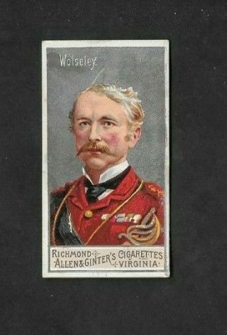 Allen & Ginter 1886 Scarce (military) Type Card  Wolseley - Great Generals