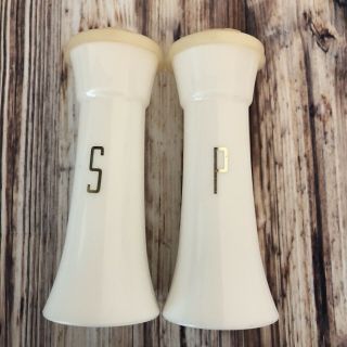 Vintage Tupperware Salt & Pepper Shakers Gold And White Hourglass Set 6 " Tall