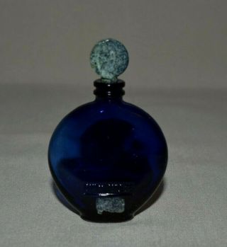 Small Vin.  Lalique French Cobalt Blue Glass Perfume Bottle Worth Dans La Nuit