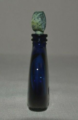 SMALL VIN.  LALIQUE FRENCH COBALT BLUE GLASS PERFUME BOTTLE WORTH DANS LA NUIT 3