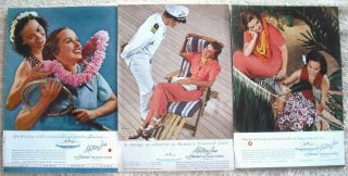 3 Vintage Matson Line To Hawaii Ads 1939 Cruise Hawaiian Lounge Chair Captain