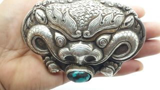 Dragon Chines Export Turquoise Sterling Silver 925 Belt Buckle 75g POE602 2