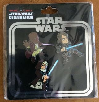 Star Wars Celebration Orlando 2017 Jedi Pin Set Anakin Obi Wan Mace Windu