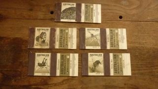 Set Of 5 1970s Australian Match Co Australian Insect Matchbox Labels,  Gold