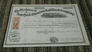 Hackensack And York Railroad Company Stock Certificate - 2 Shares - 1869