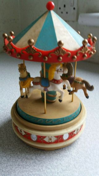 Vintage /retro 1980 Musical Box - Horses Carousel - Wind Up - Order