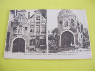 Ww1 Doncks Brew Dixmude Street Before The Bombardment And After France Postcar