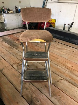 Vintage Cosco Step Stool Kitchen Pantry Chair Retractable Steps