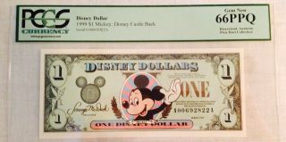 1999a $1 Mickey Disney Dollar,  Graded By Pcgs Gem 66ppq,  A00692822a