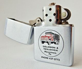 Vintage Rare Zippo Truck Advertising Lighter 1965 Solomon & Teslovich