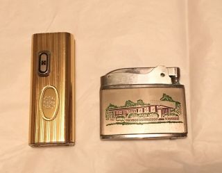 2 Cigarette Lighters - 1 Is Vintage Balboa W/ Advertising Jca Tapp Lumber Co