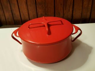 Vintage Dansk Designs Ihq Red Enamel Koben Style Dutch Oven Pot W/lid France