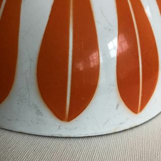 CathrineHolm Enamel Orange with White Lotus Bowl.  Norway 8 inches 6