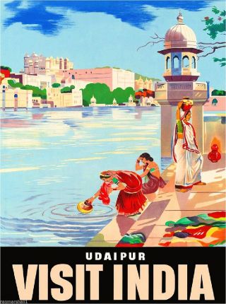 Visit India Indian Asia Asian Vintage Travel Advertisement Art Poster