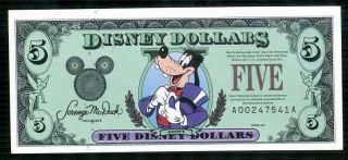 Disney 5 Dollars,  1997a,  Uncirculated,  The Tenth Year