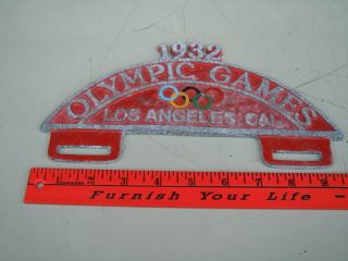 1932 La Olympic Games Vacation Advertising License Plate Topper For Car.  A,