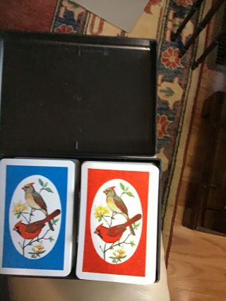 Vintage Kem Double Set Of Plastic Playing Cards In Case Cardinals Complete Exc.