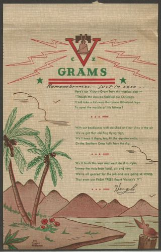 WWII Panama 1942 Canal Zone ' Victory Gram ' Post Card 2
