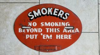 Vintage C.  1950s - 1960s Smokers No Smoking Tobacco Cigar Cigarette Sign