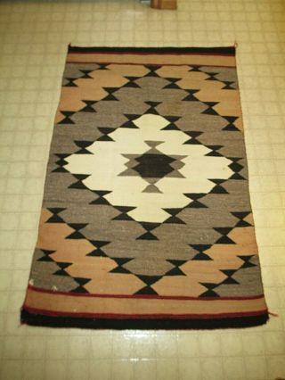 Vintage Wool Navajo Multi Color 34 " X 52 " Rug Blanket