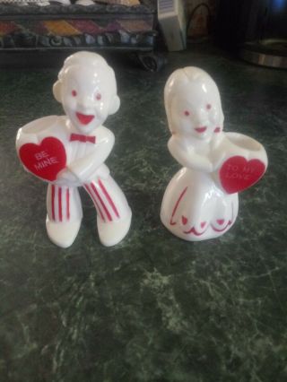 Two Vintage Rosbro Valentine Candy Holder 