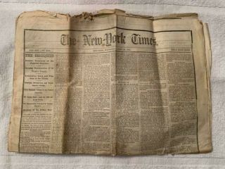 Antique Newspaper York Times Abraham Lincoln Funeral Civil War April 26 1865