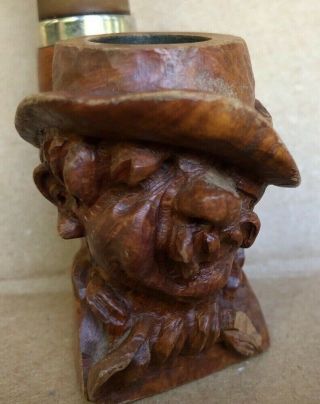 Vintage Red Point Old Briar Pipe Carved Face Old Man Hat 2